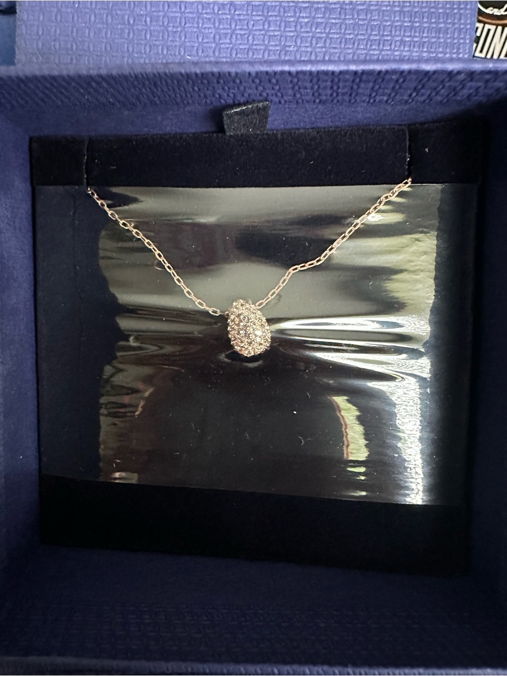 Swarovski Rose Gold Oval Pavé Drop Pendant Necklace - NIB - style 5457900